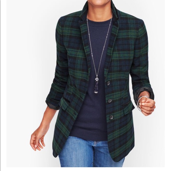 Black Watch Plaid long blazer - Picture 1 of 5